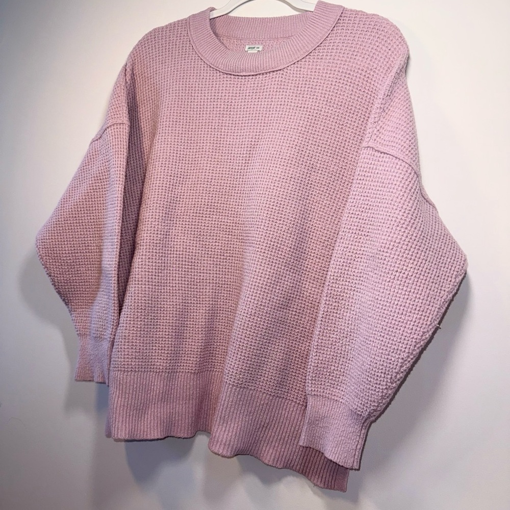 Aerie Women’s Pink Pullover Crew Neck Waffle Knit Sweater size Medium - Picture 4 of 14